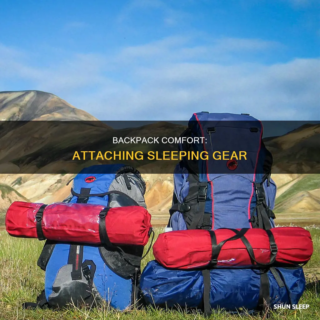 how to attach sleeping bag and mat to backpack