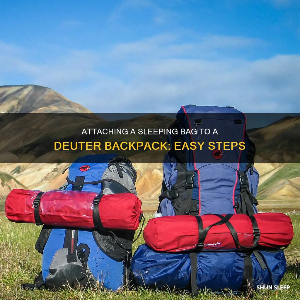 how to attach sleeping bag to dueter backback