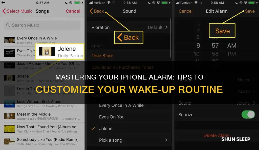 how to change sleep wake up alarm on iphone