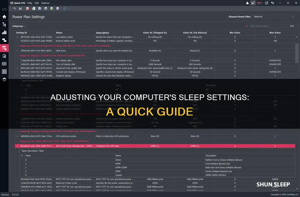how to change time it takes for computer to sleep