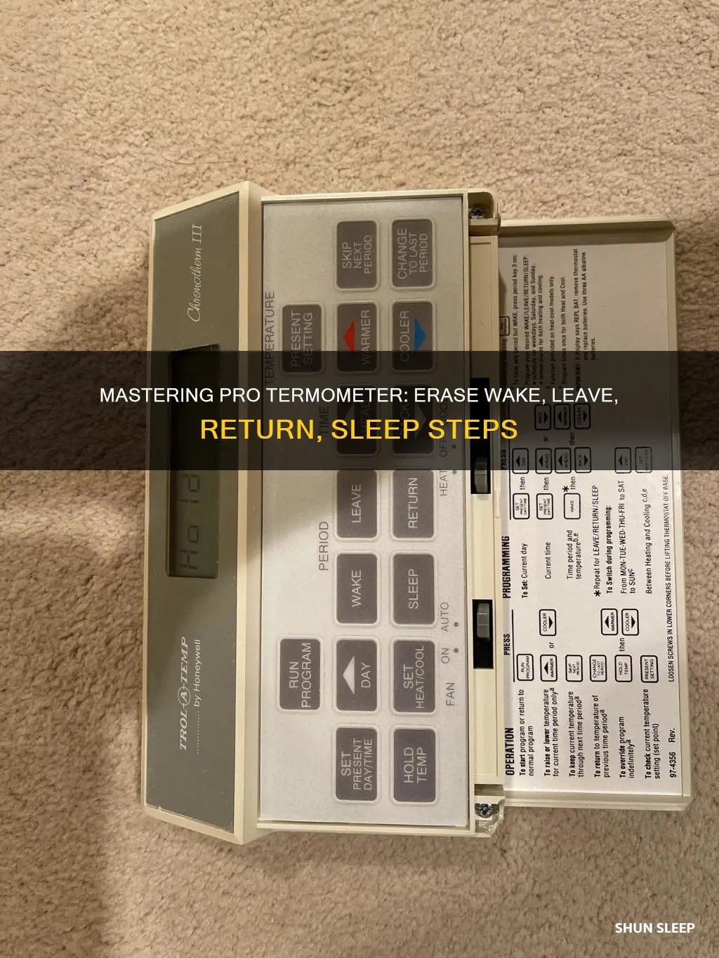 how to erase wake leave return sleep on pro termometer