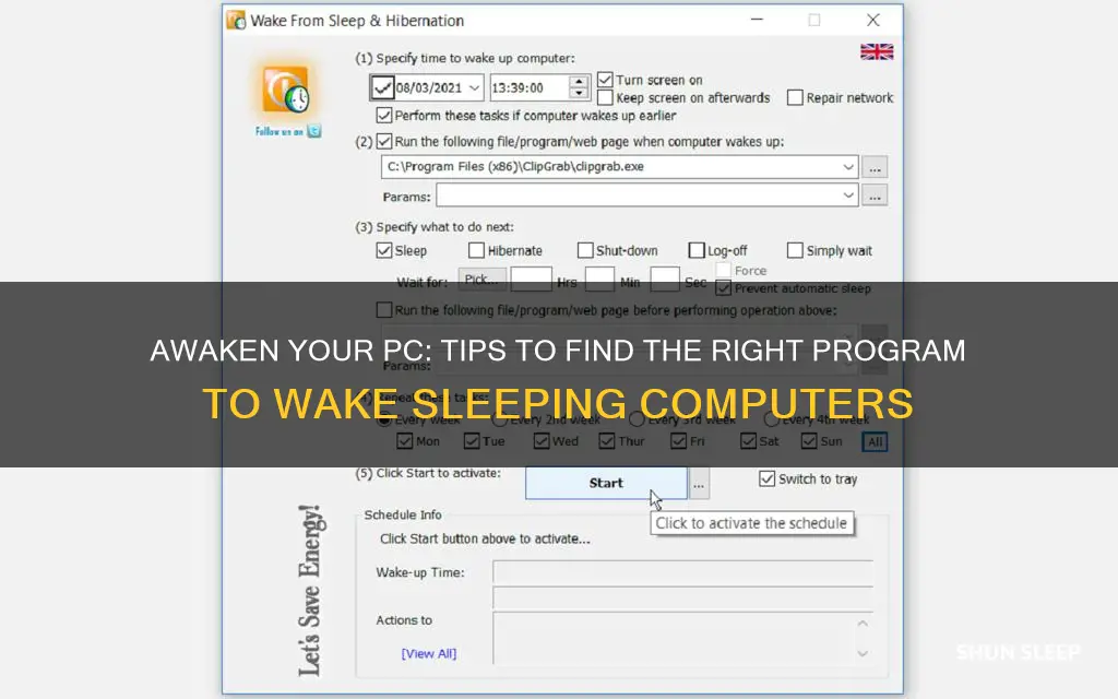 how to find program that wakes sleeping computer