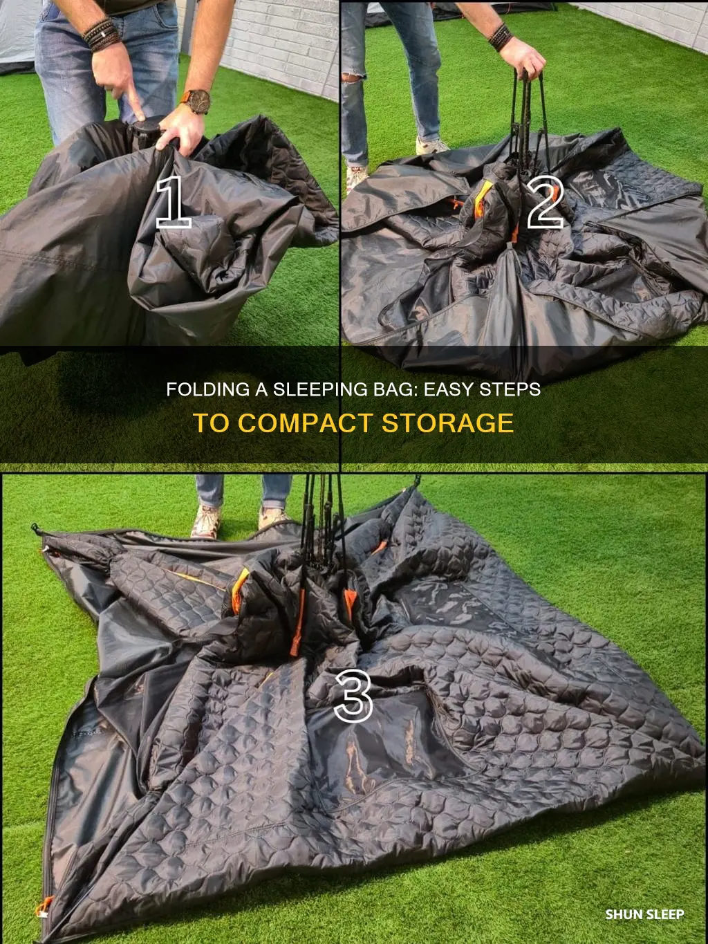 how to fold a sleeping bag step by step
