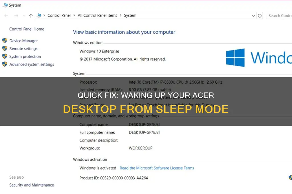 how to get acer desktop out of sleep mode