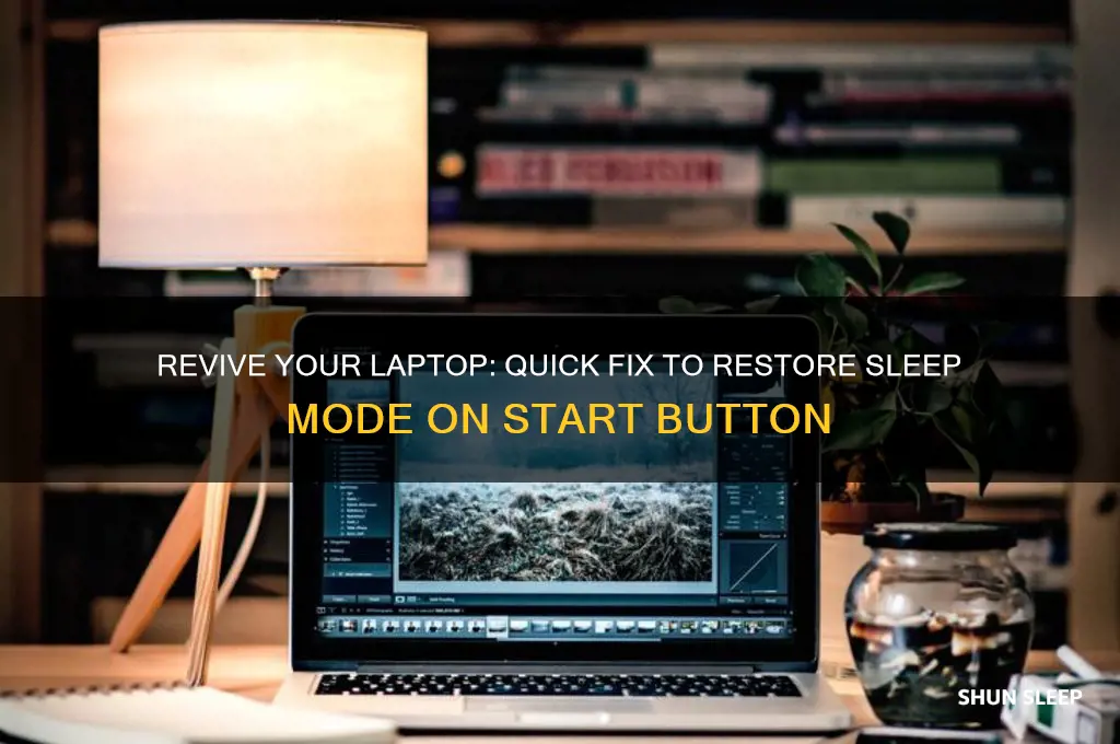 how to get laptop to sleep back on start button