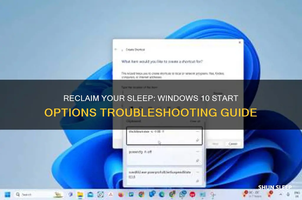 how to get sleep back on windows 10 start options