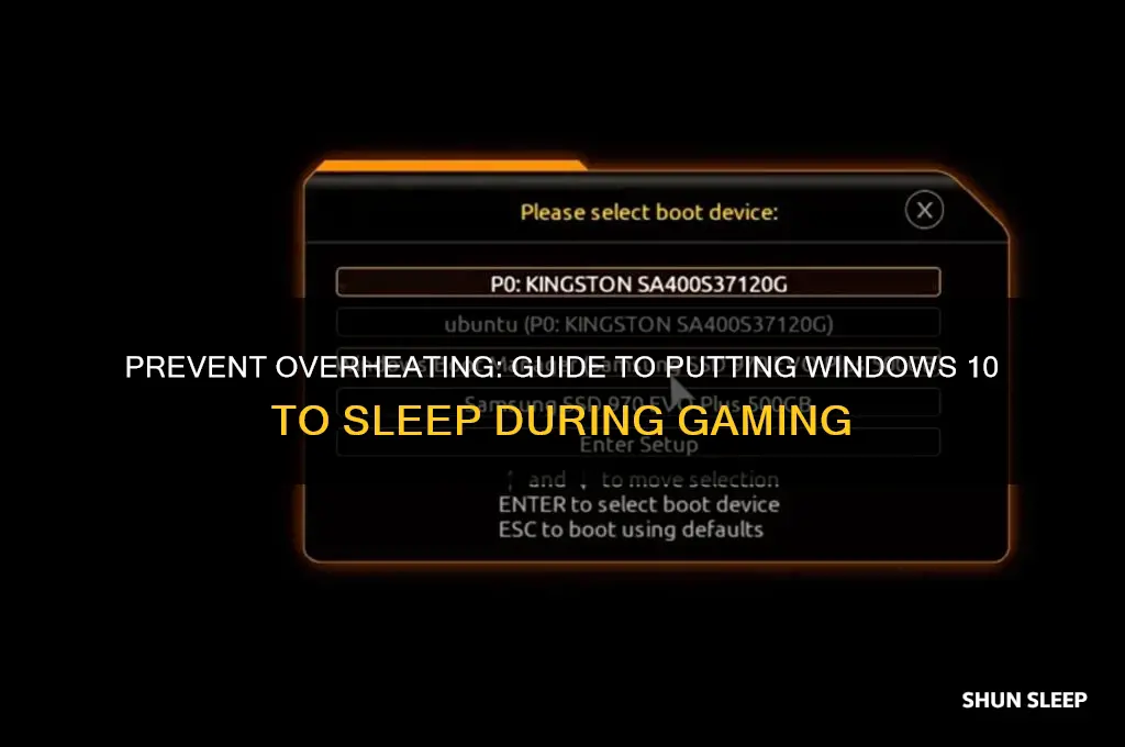 how to get windows 10 sleep during a game