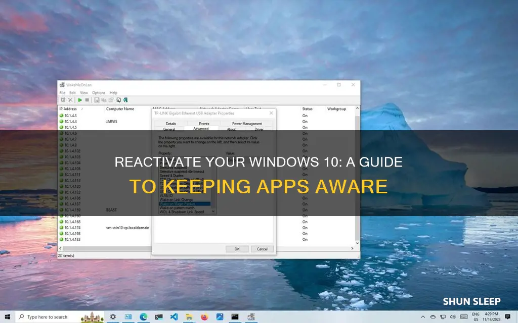 how to permanently wake up sleeping app in windows 10