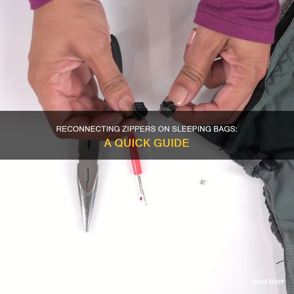 how to reconnect zipers on sleeping bag