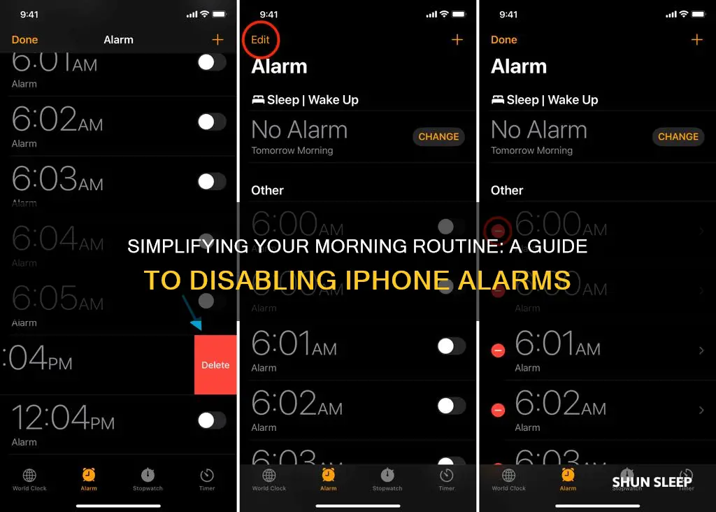 how to remove sleep wake up alarm on iphone