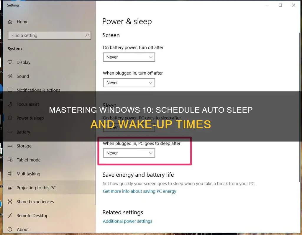 how to schedule auto sleep and wake-up in win10