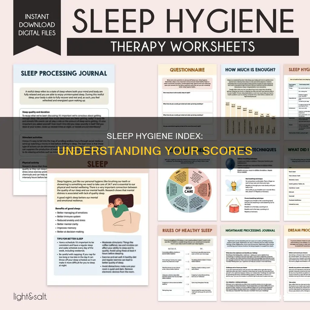 how to score the sleep hygiene index mean scores