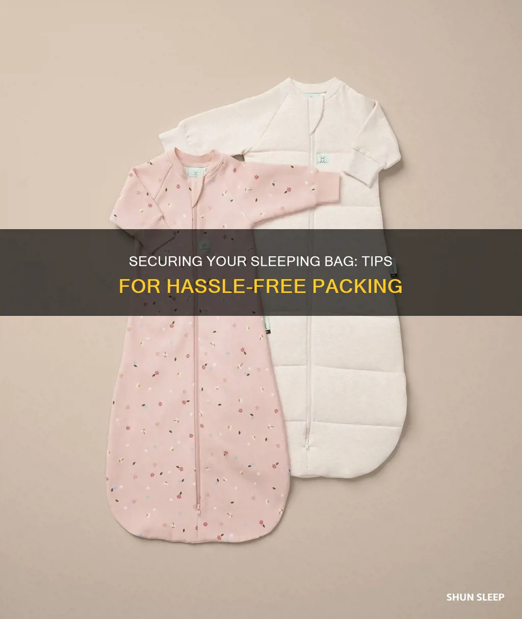how to secure sleeping bag to pack