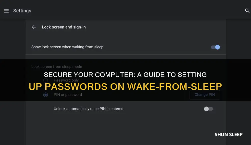 how to set up password when computer wakes from sleep