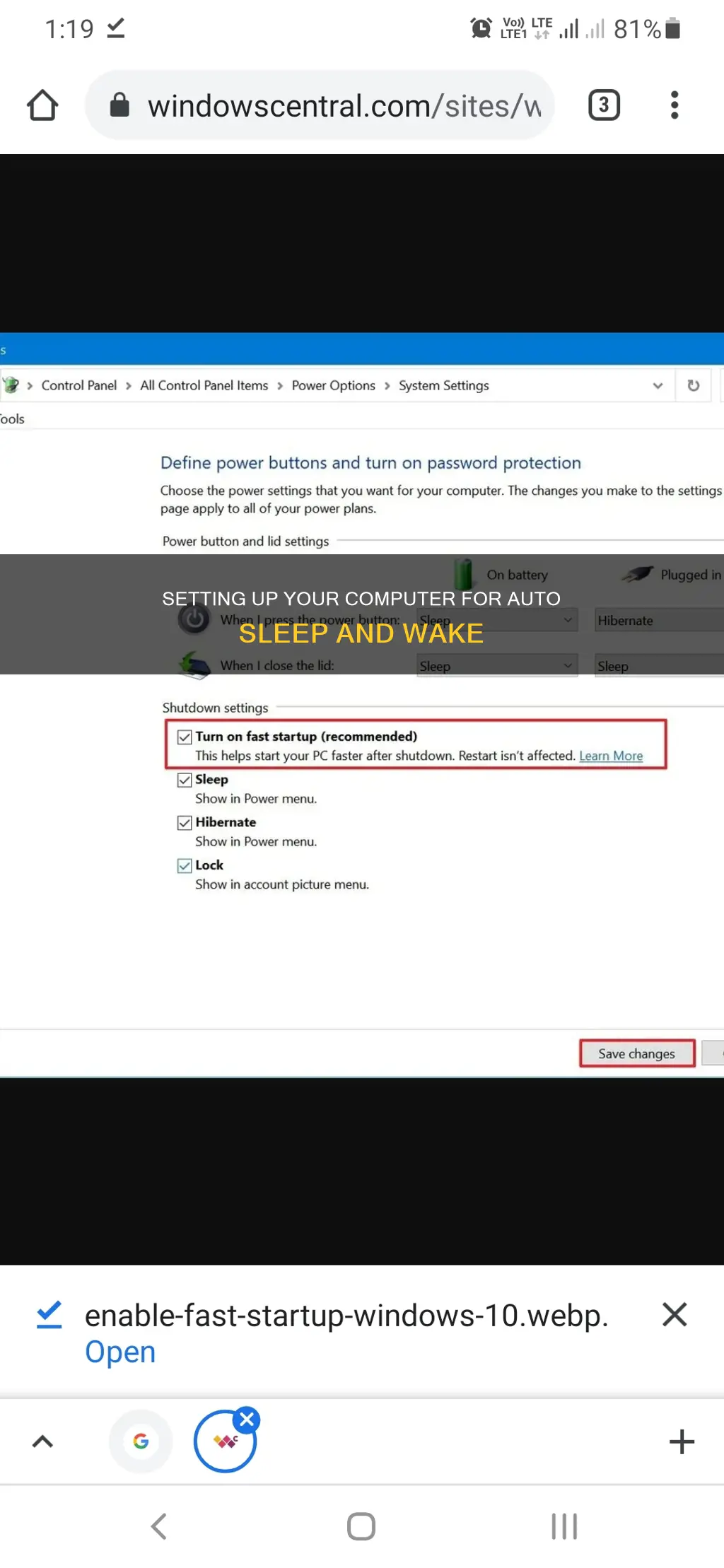 how to set your computer to auto sleep and wake