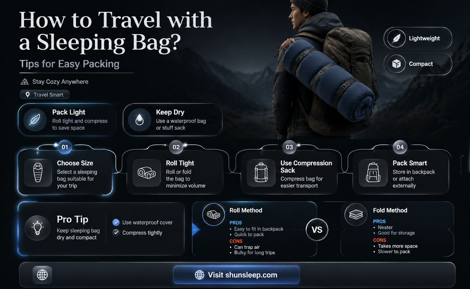 can a sleeping bag be checked loogage