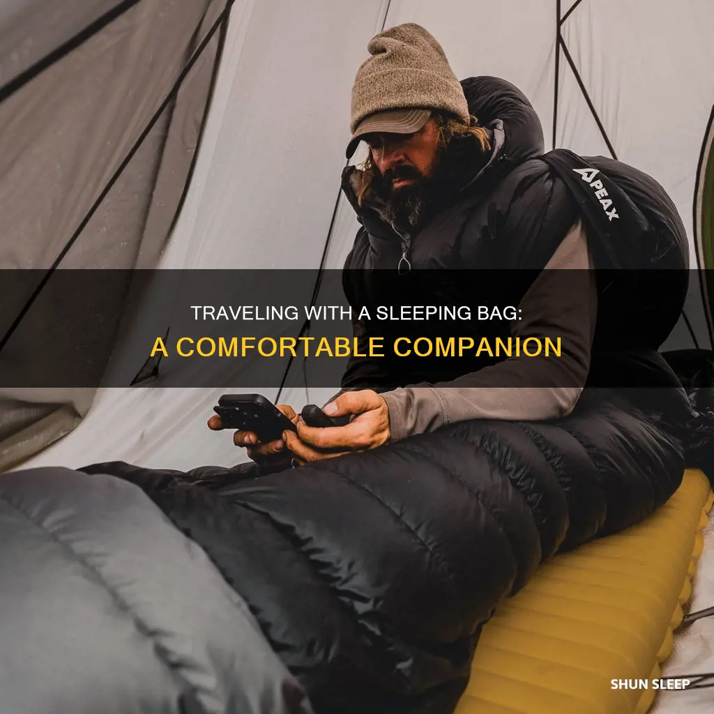 how to travel with a sleeping bag
