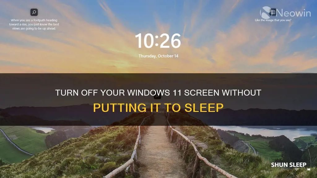 how to turn off screen without sleeping windows 11