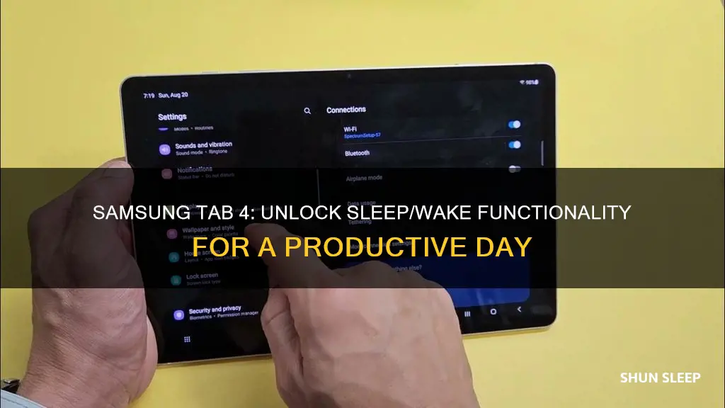 how to turn sleep wake function samsung tab 4