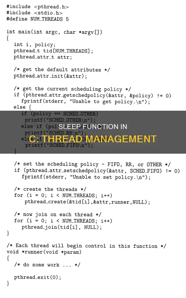 how to use sleep function in c using thread