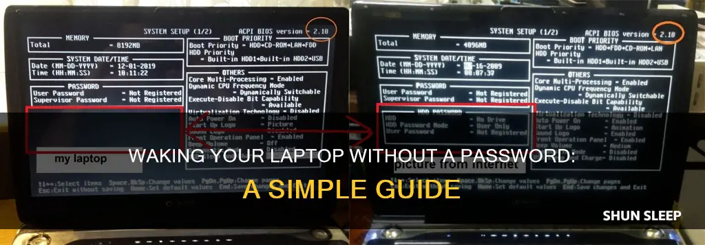 how to wake a laptop from sleep without password