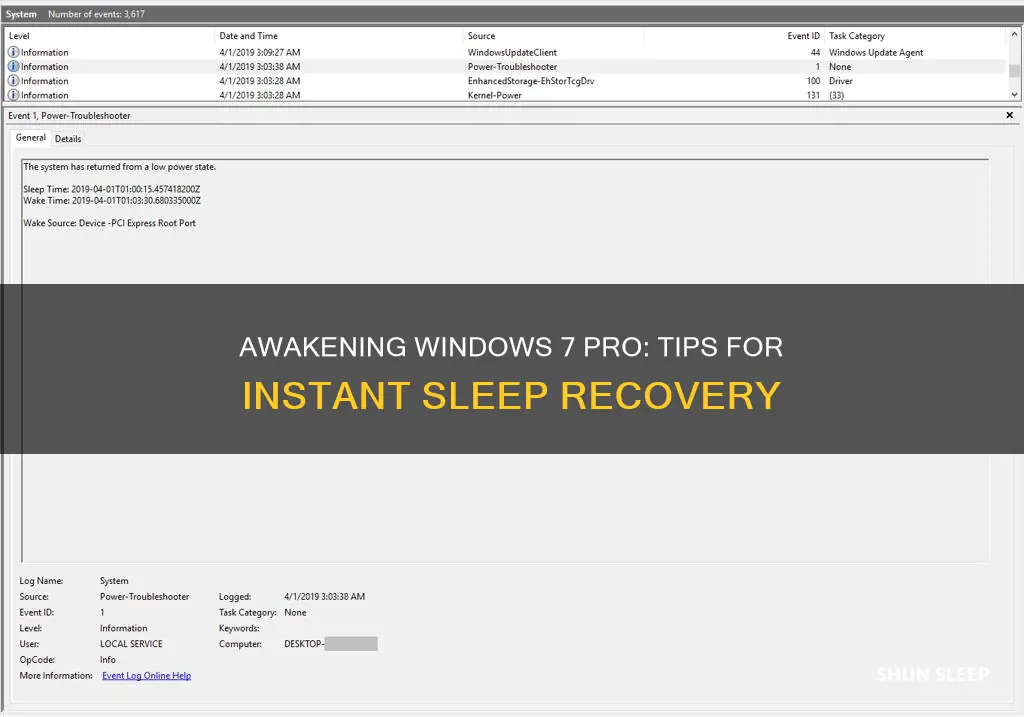 how to wake a windows 7 professional from sleep