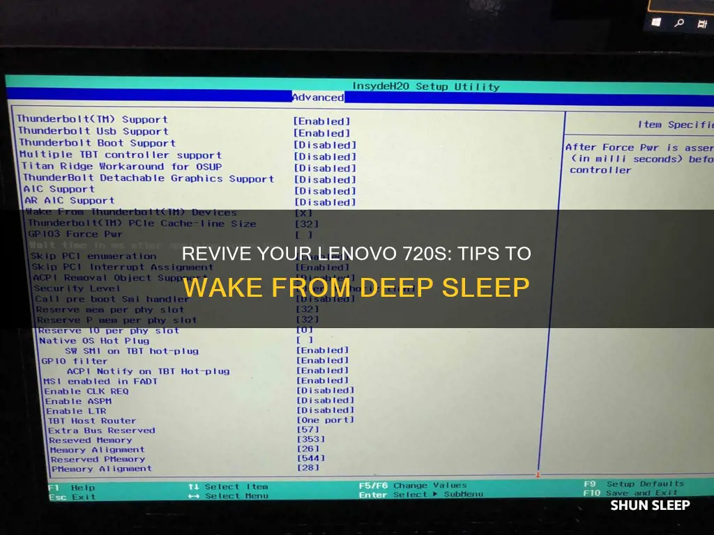 how to wake lenovo 720 s from deep sleep