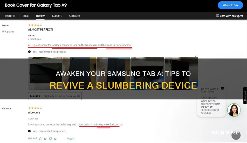 how to wake samsung tab a from sleeping