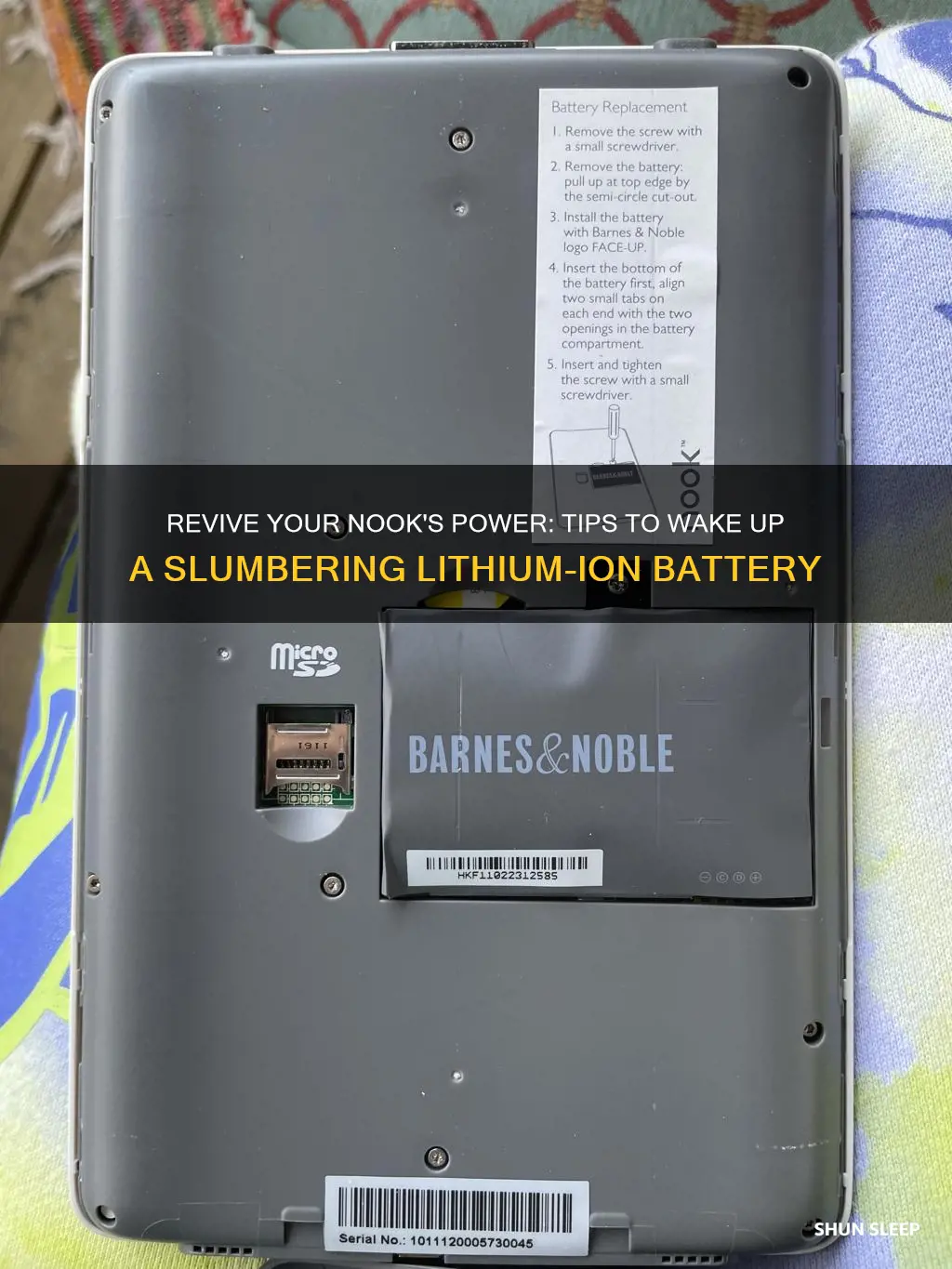 how to wake up a sleeping lithium ion nook plusbattery