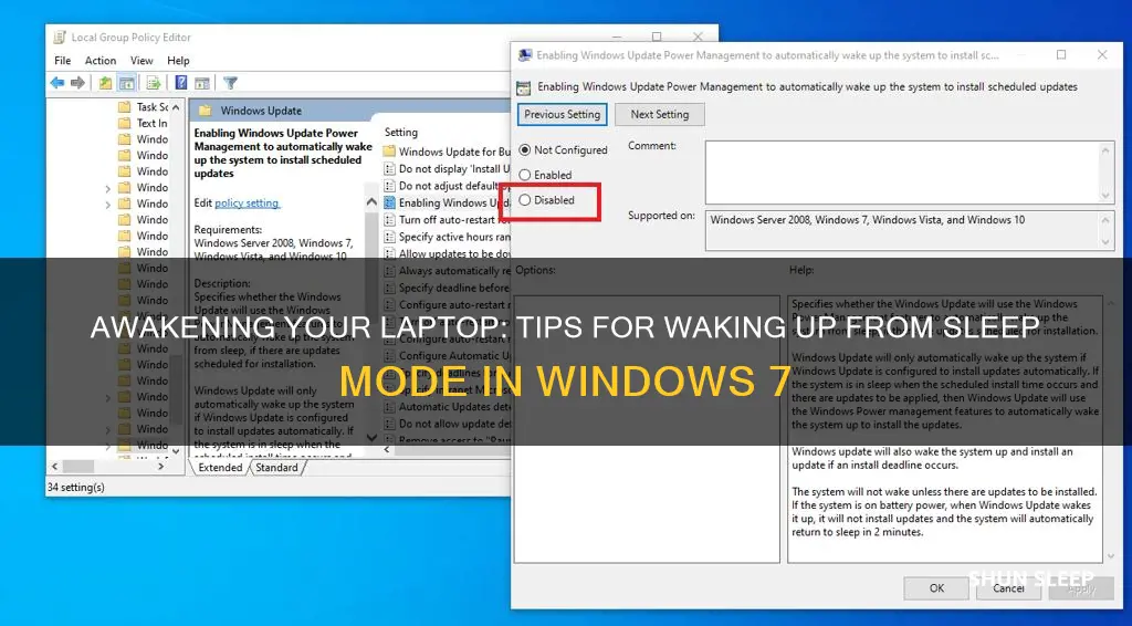 how to wake up if laptop with sleep windows 7