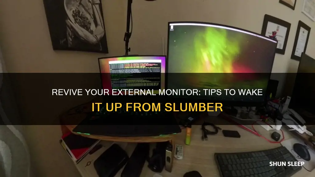 how to wake up sleeping external monitor