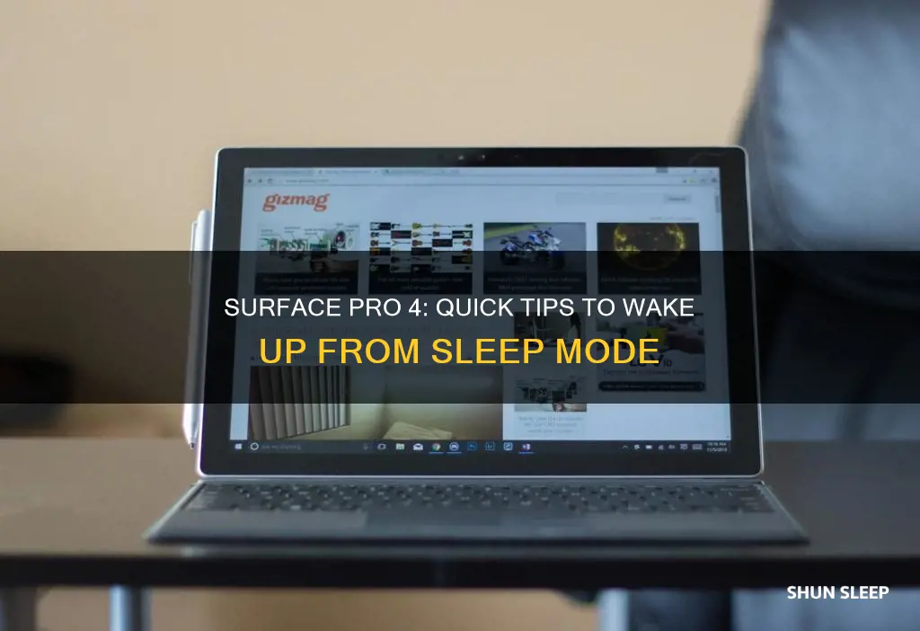 how to wake up surface pro 4 from sleep