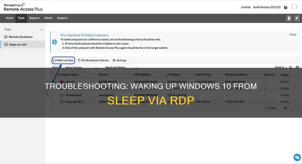 how to wake up windows 10 from sleep when rdp