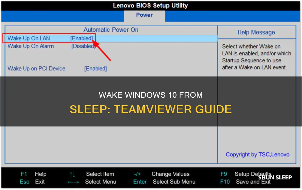 how to wake windows 10 from sleep teamviewer