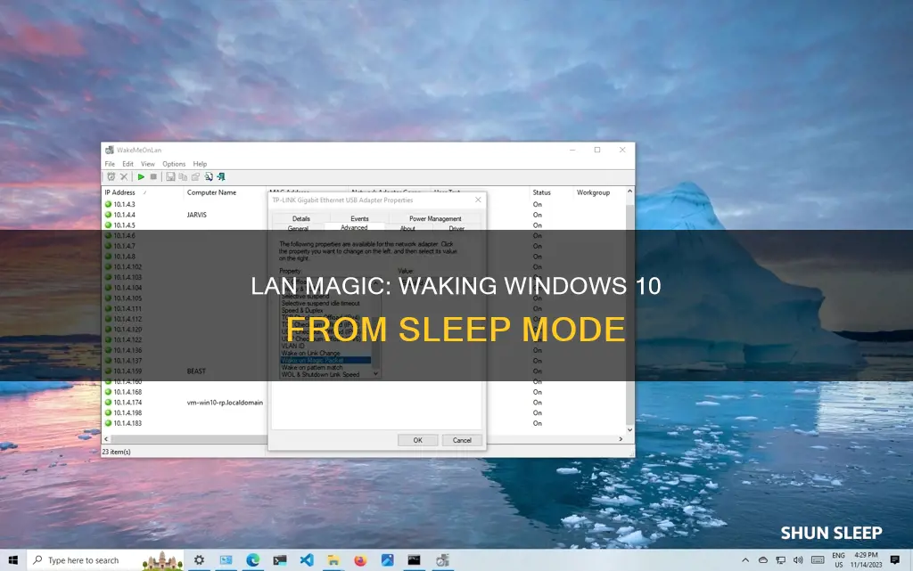 how to wake windows 10 up from sleep throw lan