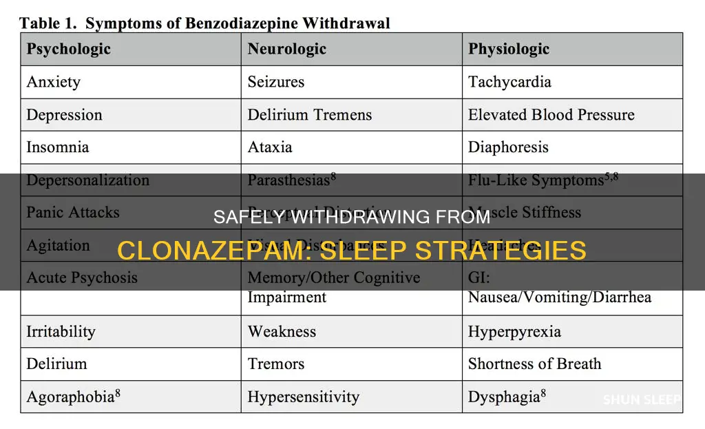 how to withdraw safely from clonazepam when used for sleep
