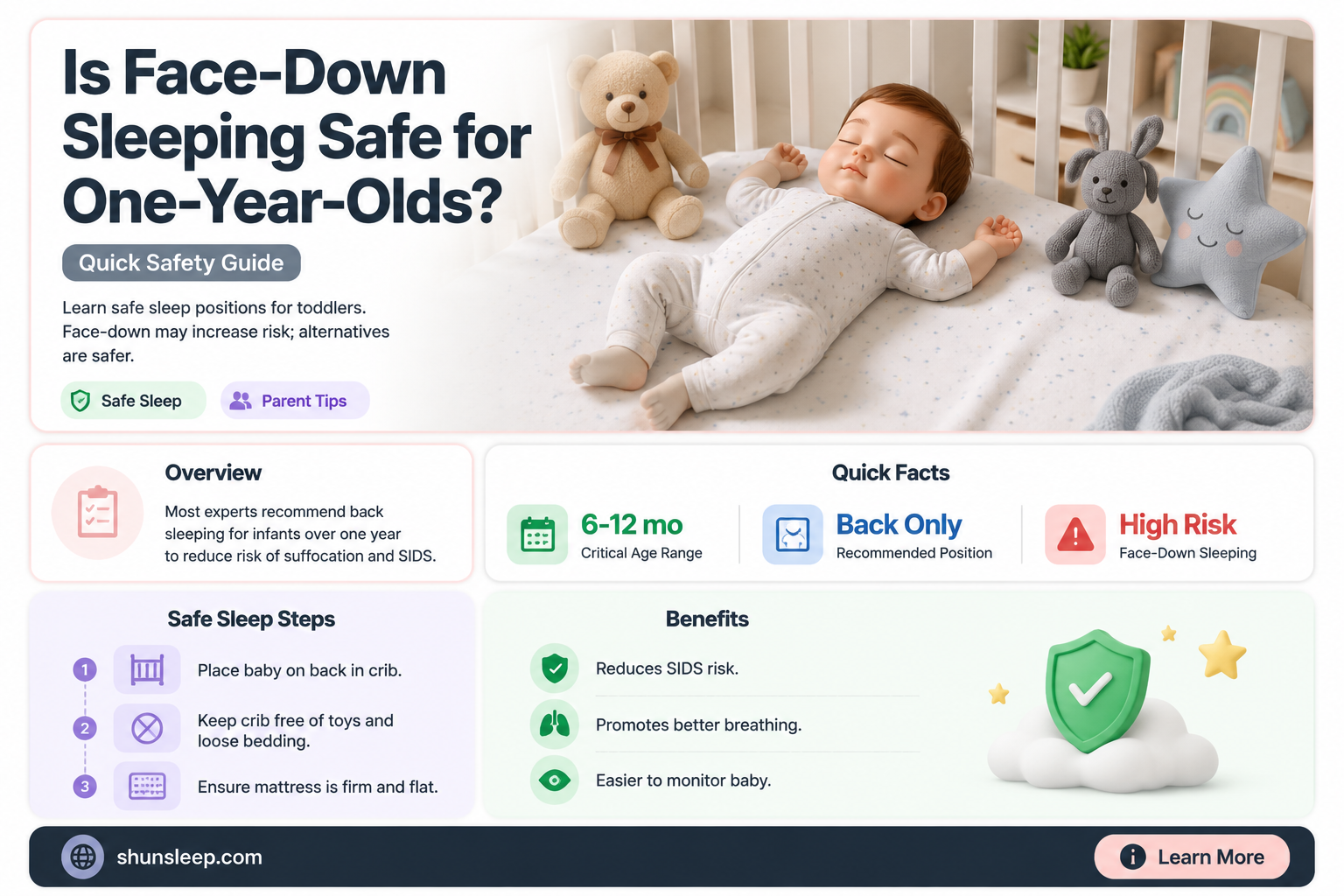 can a 1 year old sleep face down