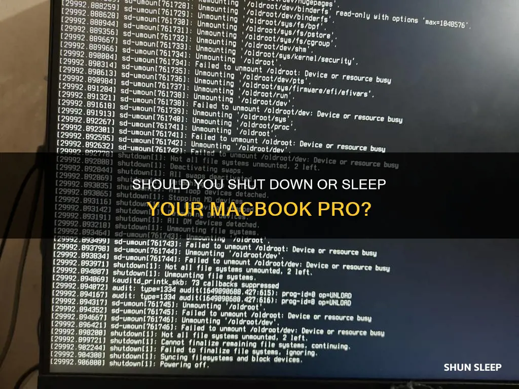 is it better to shutdown or sleep macbook pro