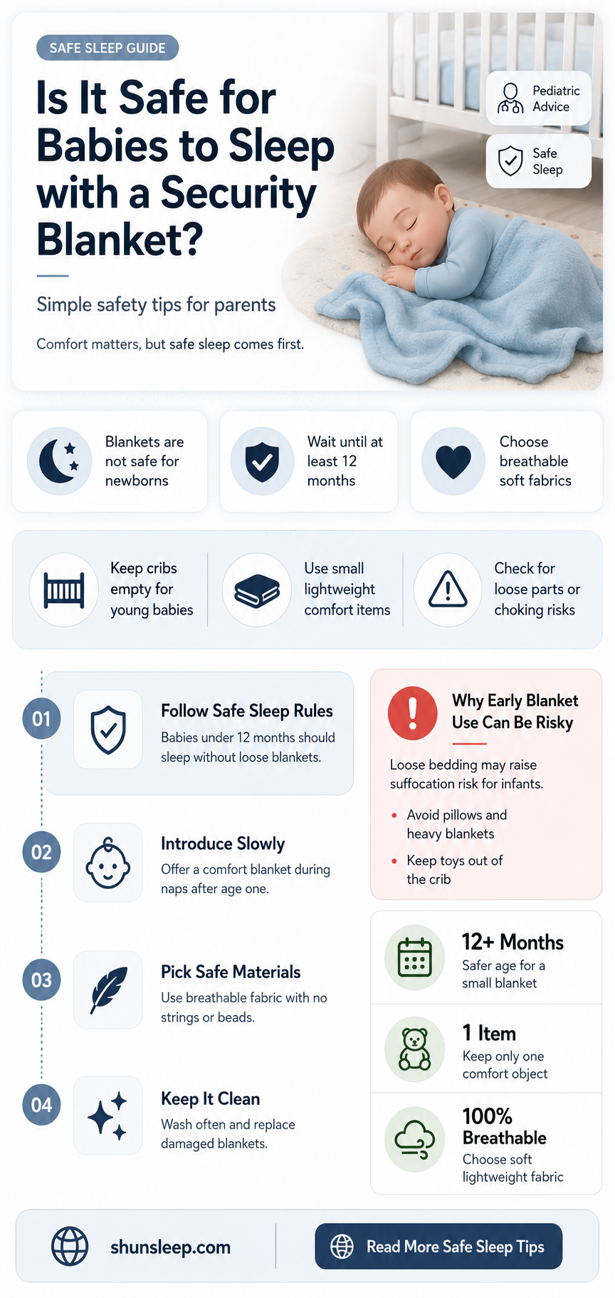 can baby sleep with small security blanket