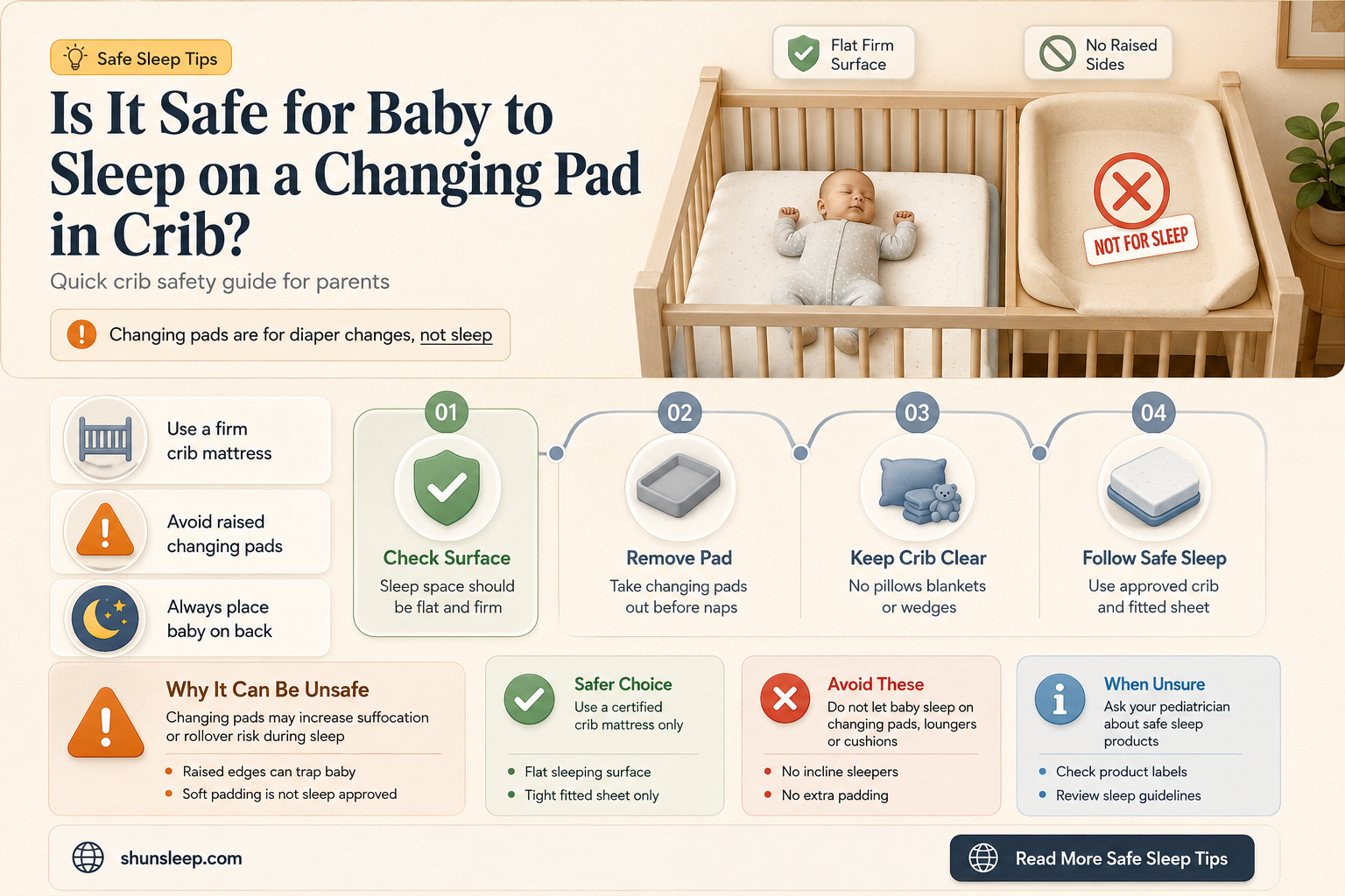 can baby sleep on changing pad in crib