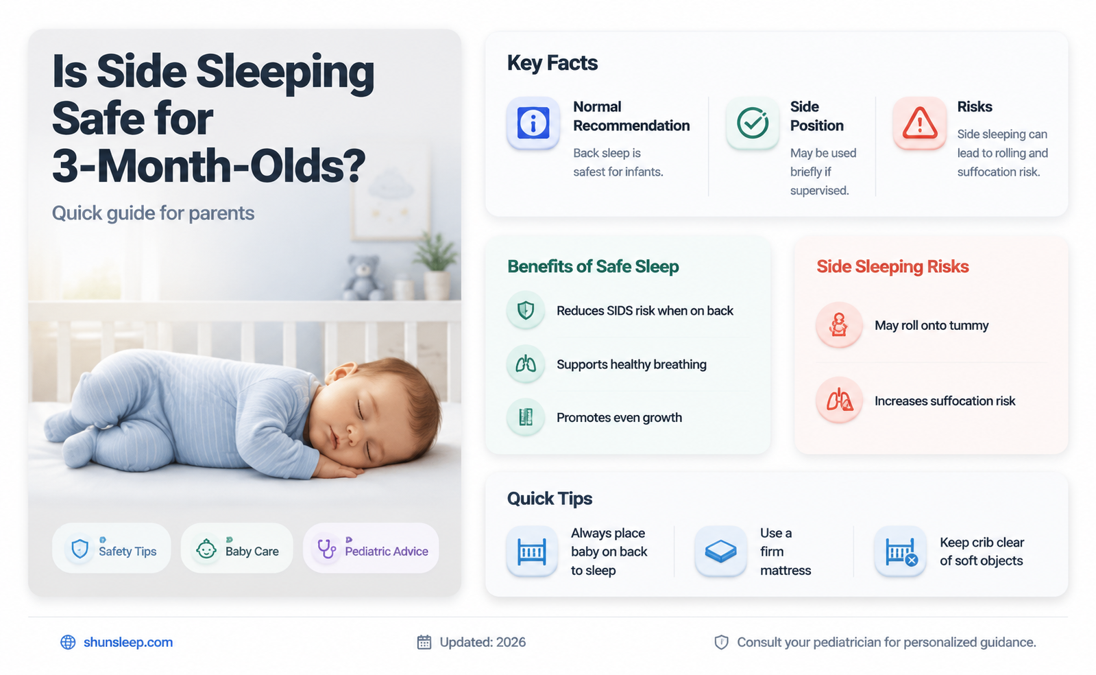 can 3 month old babies sleep on their side