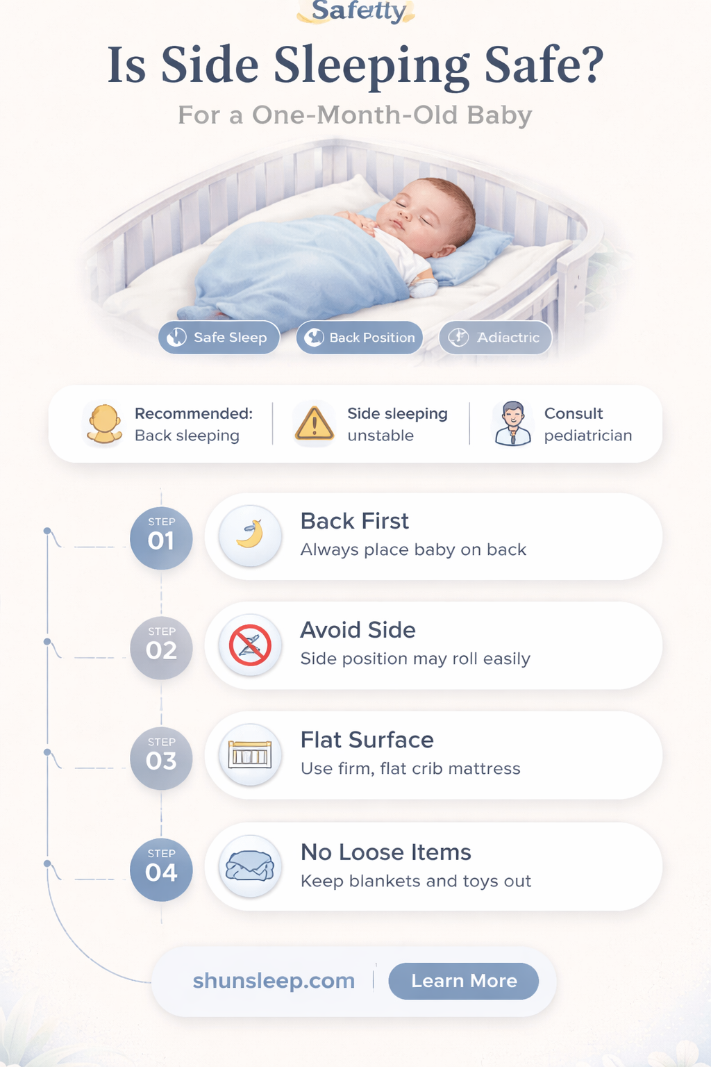 can a month old baby sleep on their side