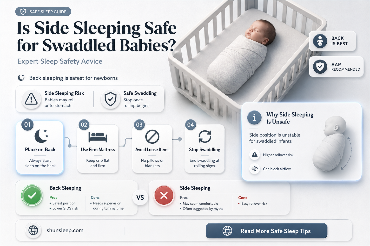 can baby sleep on side in swaddle