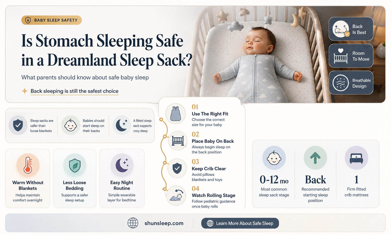 can baby sleep on stomach in dreamland sleep sack