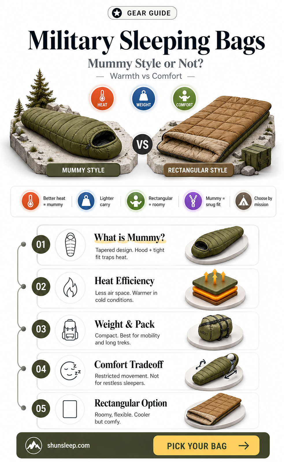 are all military sleeping bags mummy style