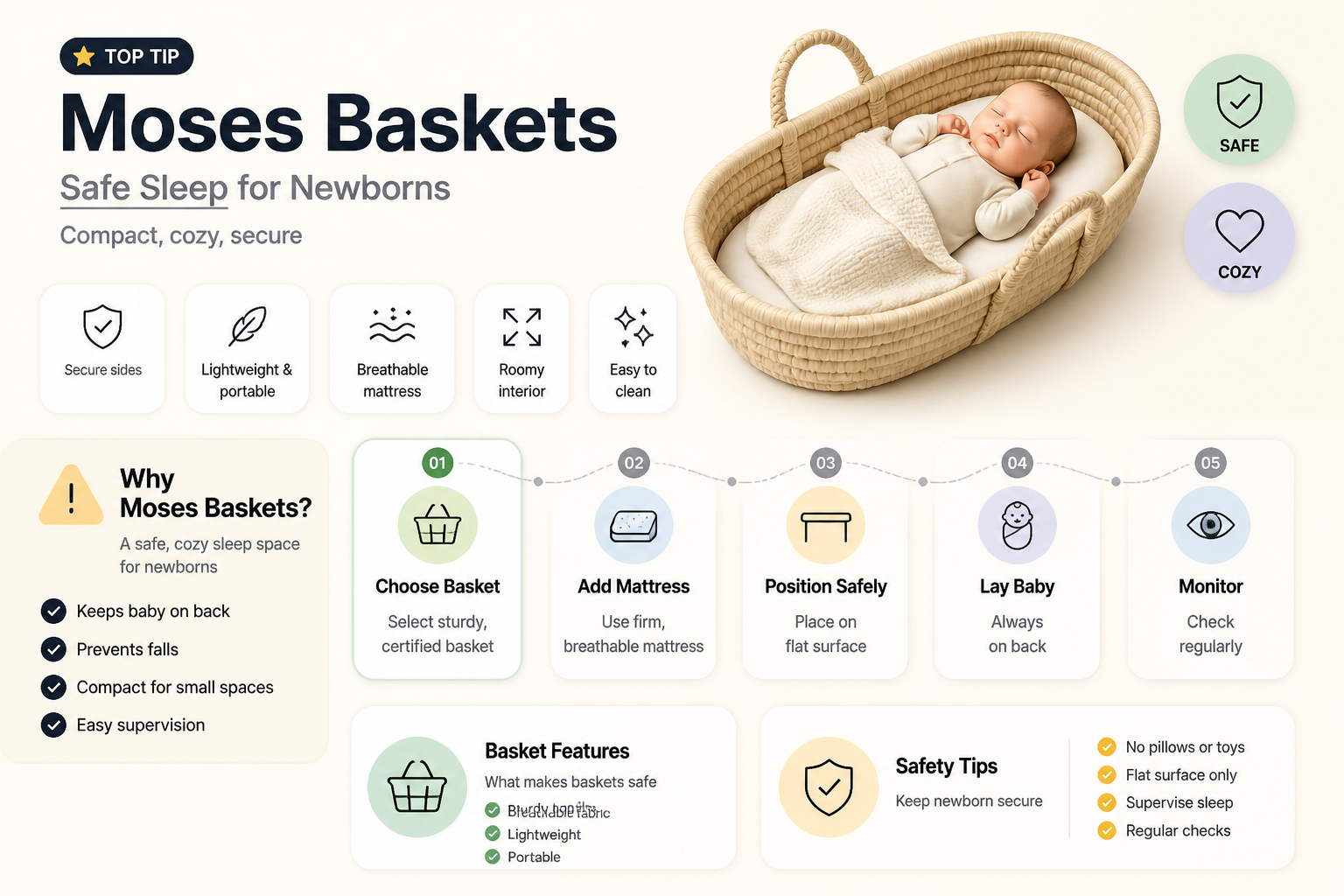 are moses baskets safe for newborns to sleep in