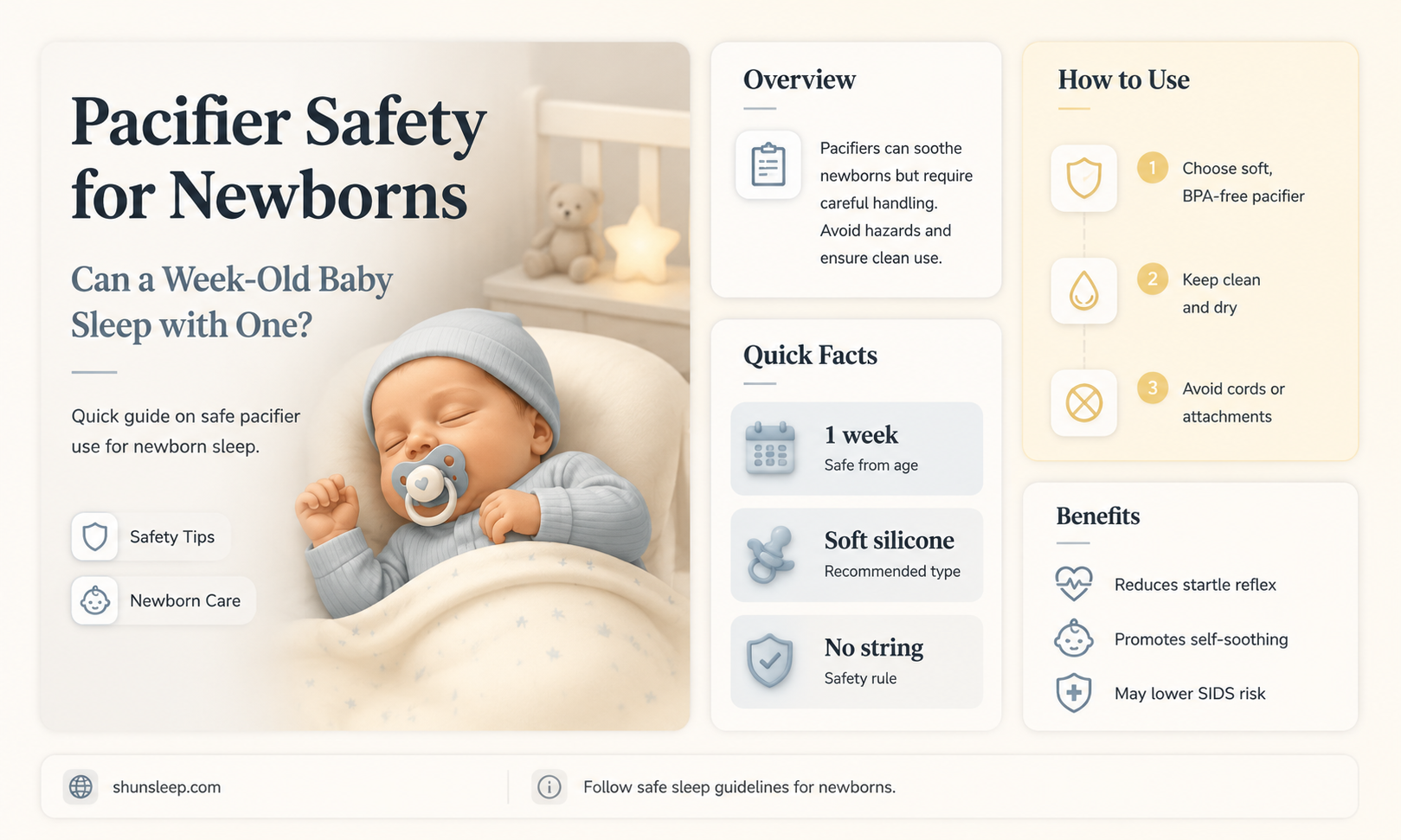 can a week old baby sleep with pacifier