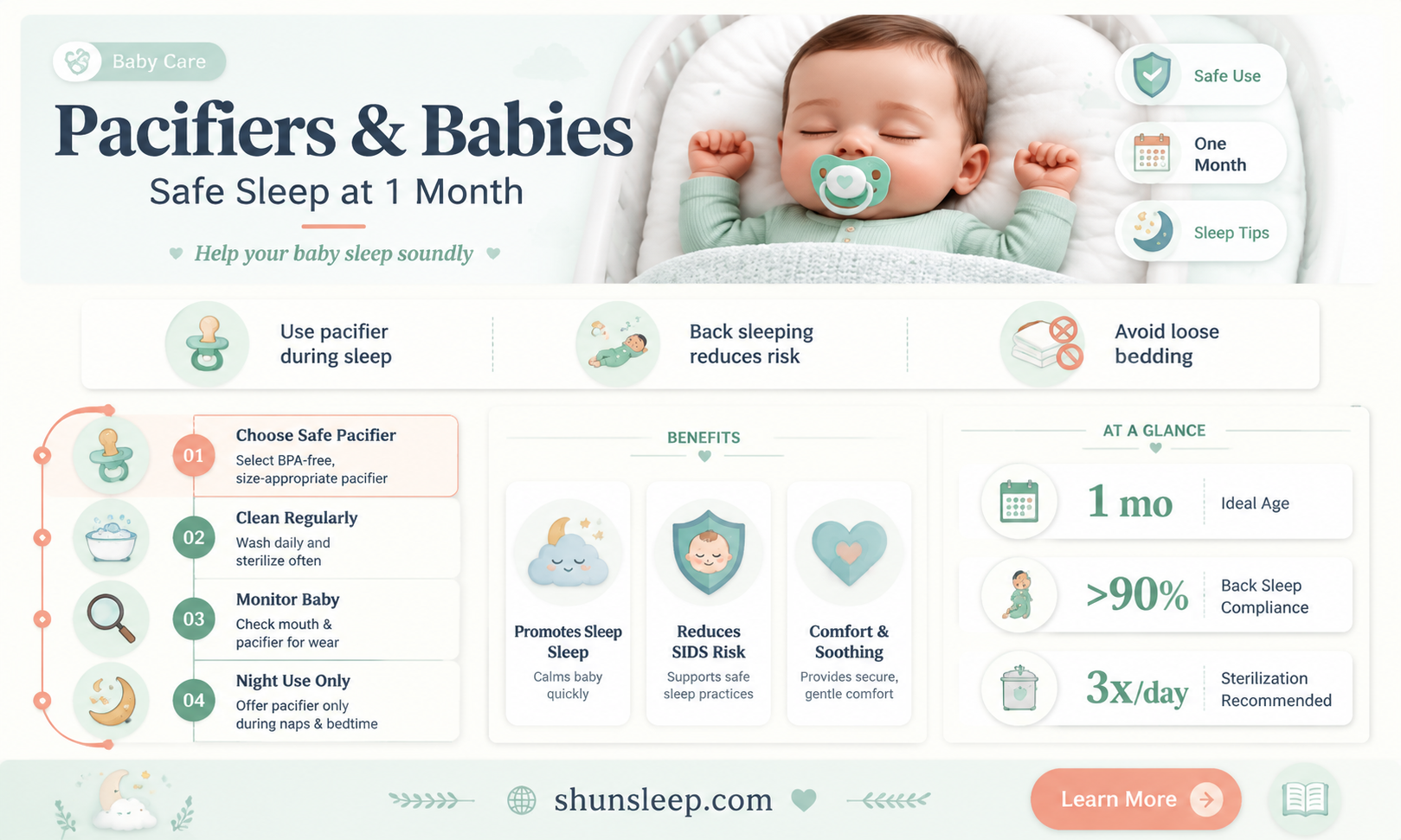 can a 1 month old sleep with a pacifier