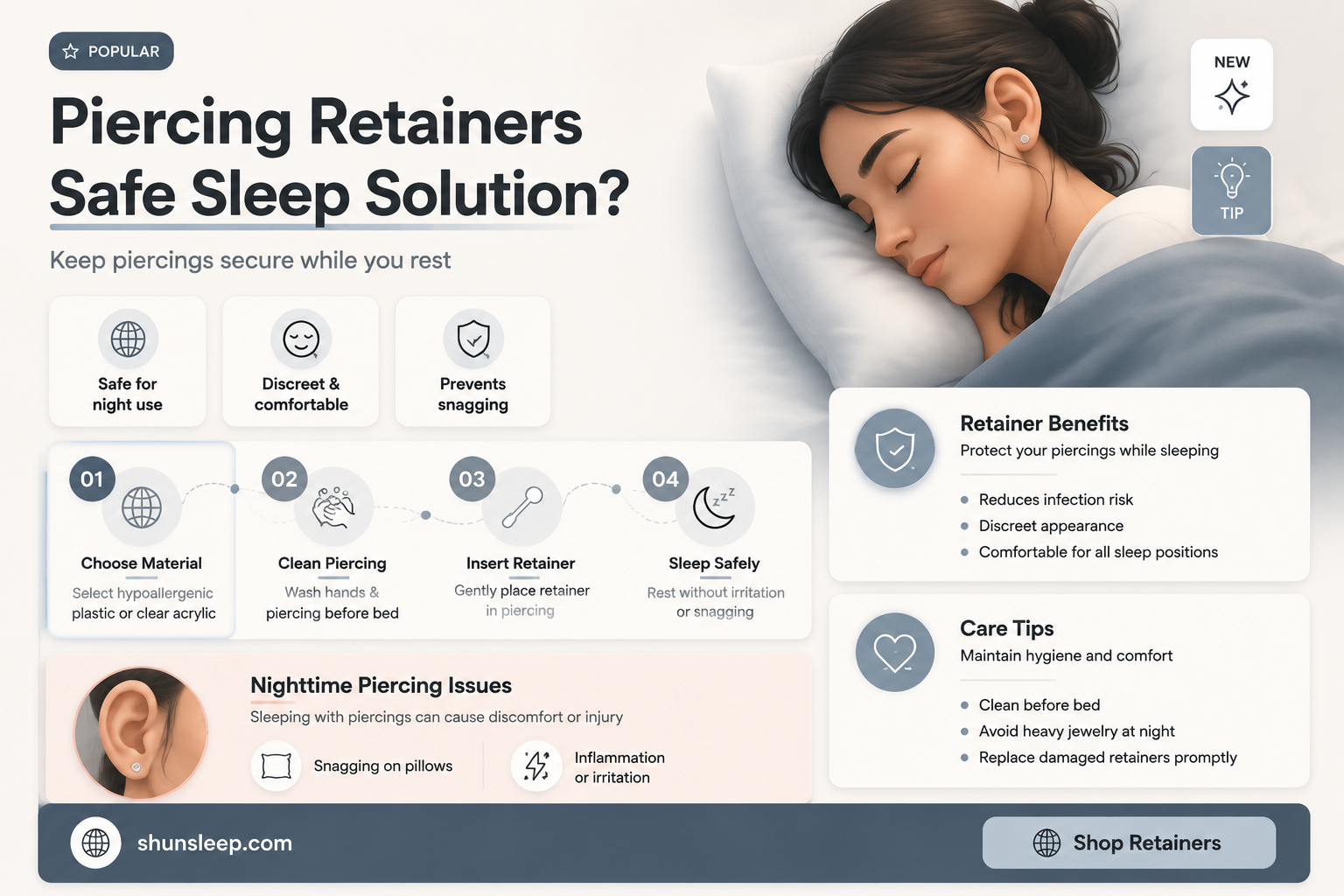 can a piercing retainer be used to sleep