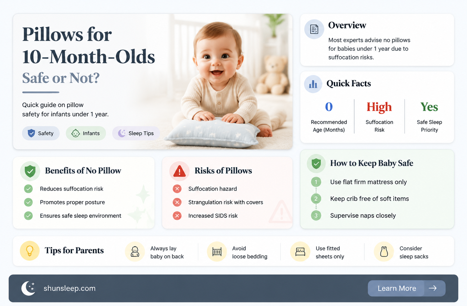 can 10 month old sleep with pillow